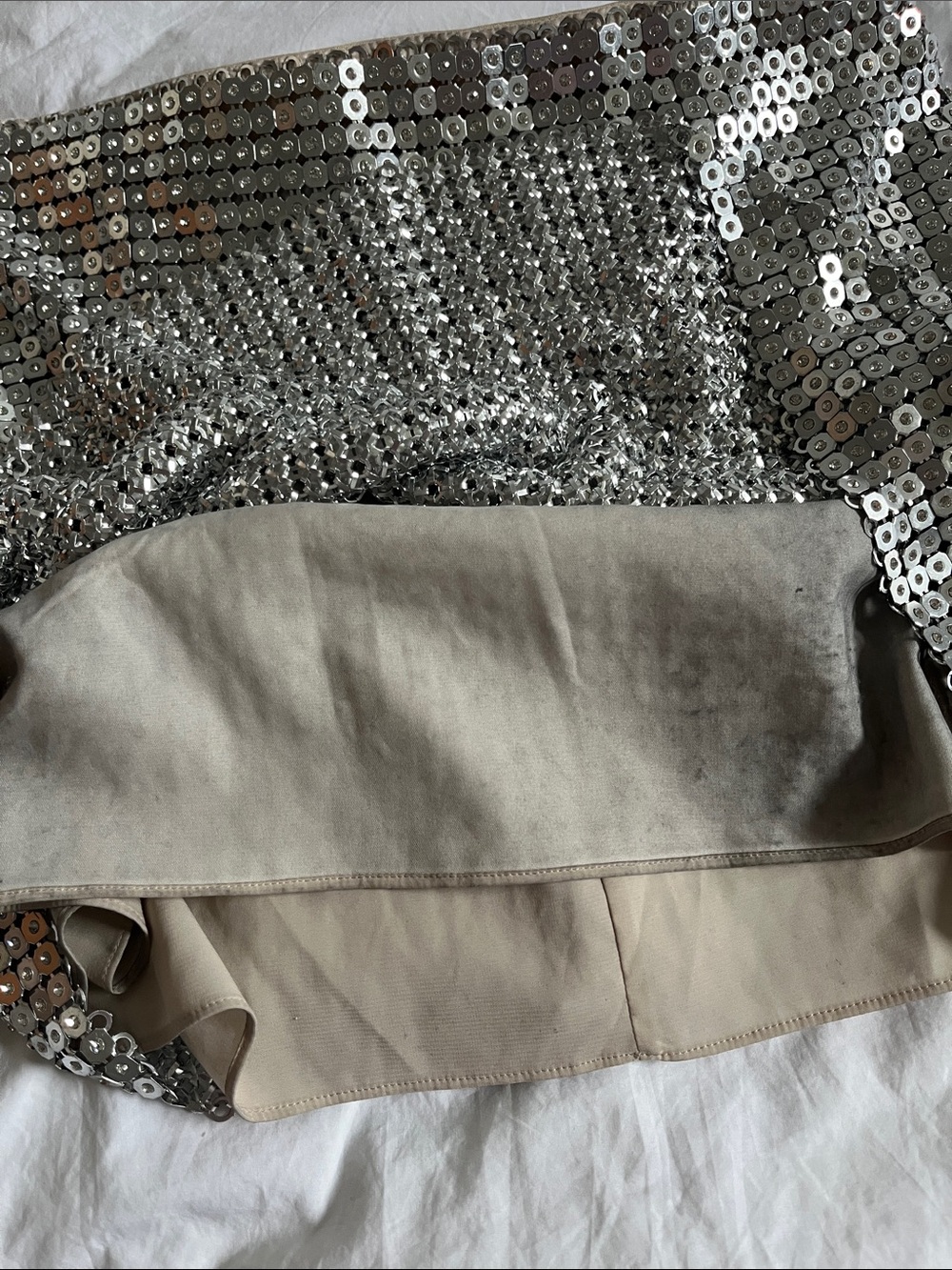 Alice & Olivia Riley low rise chainmail micro skirt rhinestones shiny metal - Picture 13 of 13